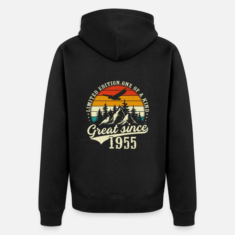 Einzigartig seit 1955 - Unisex Premium Bio Zip Hoodie - Schwarz