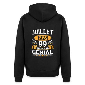 Juillet 1924 99 Ans Que Je Suis Génial Cadeau - Veste à capuche bio Premium Unisexe - noir - Dos - Nico (187cm)