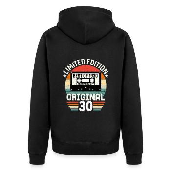 Limited edition of the best of the 1930 original - Unisex Premium Organic Zip Hoodie - black - Back - Nico (187cm)
