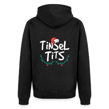 Frauen Lametta Titten Lustige Weihnachten - Unisex Premium Bio Zip Hoodie - Schwarz - Hinten - Nico (187cm)