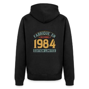Fabriqué En Décembre 1984 Édition Limitée - Veste à capuche bio Premium Unisexe - noir - Dos - Nico (187cm)