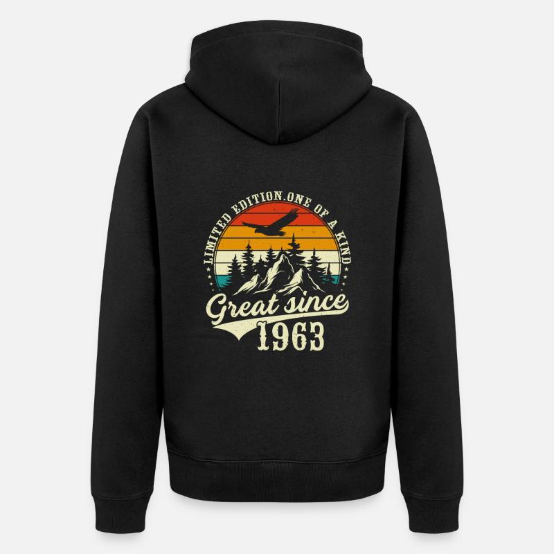 Einzigartig seit 1963 - Unisex Premium Bio Zip Hoodie - Schwarz