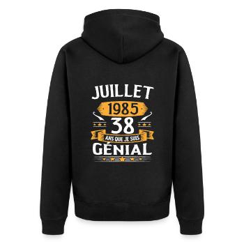 Juillet 1985 38 Ans Que Je Suis Génial Cadeau - Veste à capuche bio Premium Unisexe - noir - Dos - Nico (187cm)