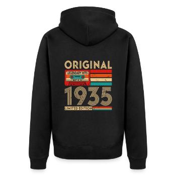 Original legendäre Hits Das Beste von 1935 - Unisex Premium Bio Zip Hoodie - Schwarz - Hinten - Nico (187cm)
