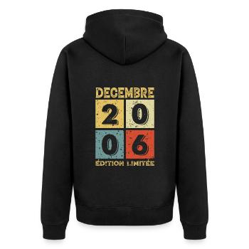 Anniversaire Vintage Idée Cadeau Décembre 2006 - Veste à capuche bio Premium Unisexe - noir - Dos - Nico (187cm)