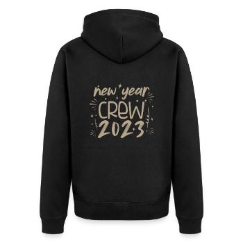Silvester Crew 2023 Familie passend Silvester 2023 - Unisex Premium Bio Zip Hoodie - Schwarz - Hinten - Nico (187cm)