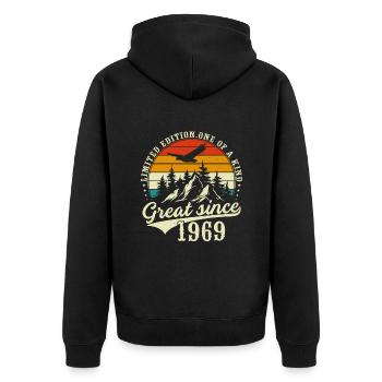 Unique En Son Genre Depuis 1969 - Veste à capuche bio Premium Unisexe - noir - Dos - Nico (187cm)