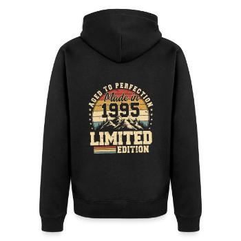Unique in its kind since 1995 - Unisex Premium Organic Zip Hoodie - black - Back - Nico (187cm)