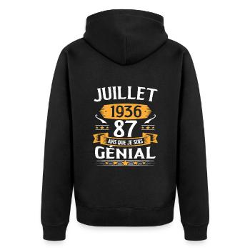 Juillet 1936 87 Ans Que Je Suis Génial Cadeau - Veste à capuche bio Premium Unisexe - noir - Dos - Nico (187cm)