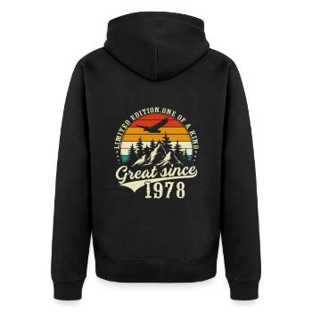 Unique En Son Genre Depuis 1978 - Veste à capuche bio Premium Unisexe - noir - Dos - Nico (187cm)