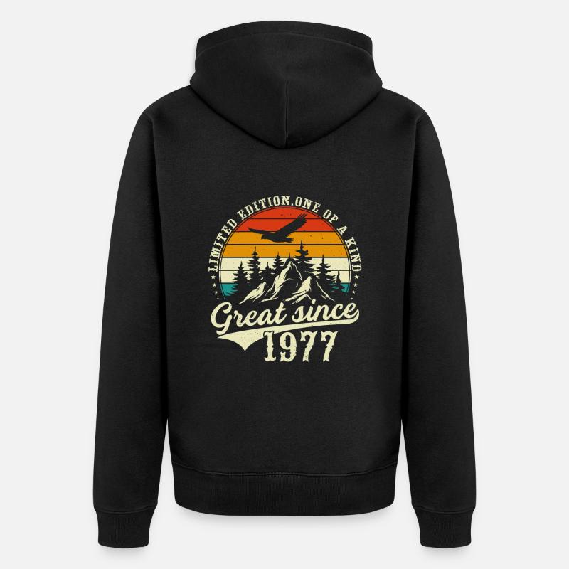 Einzigartig seit 1977 - Unisex Premium Bio Zip Hoodie - Schwarz