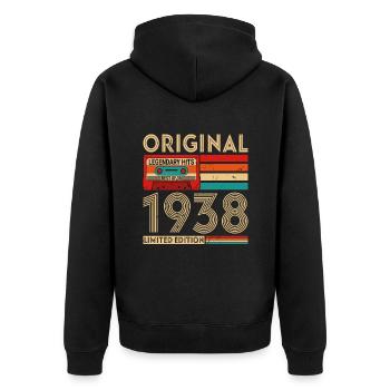 Original legendary hits Best of 1938 - Unisex Premium Organic Zip Hoodie - black - Back - Nico (187cm)