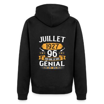 Juillet 1927 96 Ans Que Je Suis Génial Cadeau - Veste à capuche bio Premium Unisexe - noir - Dos - Nico (187cm)
