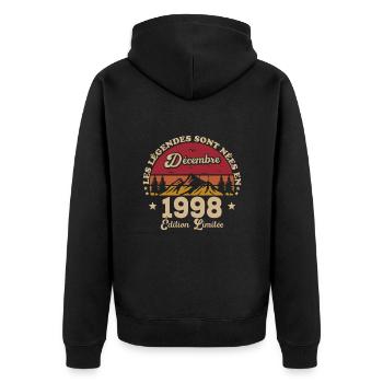 Les Légendes Sont Nées En Décembre 1998 - Veste à capuche bio Premium Unisexe - noir - Dos - Nico (187cm)