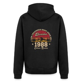 Les Légendes Sont Nées En Décembre 1988 - Veste à capuche bio Premium Unisexe - noir - Dos - Nico (187cm)
