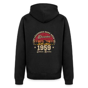 Les Légendes Sont Nées En Décembre 1959 - Veste à capuche bio Premium Unisexe - noir - Dos - Nico (187cm)