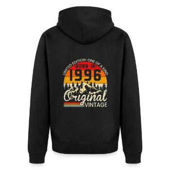Born in 1996 Original Vintage - Unisex Premium Organic Zip Hoodie - black - Back - Nico (187cm)