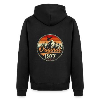 Original 1977 - Unisex Premium Organic Zip Hoodie - black - Back - Nico (187cm)