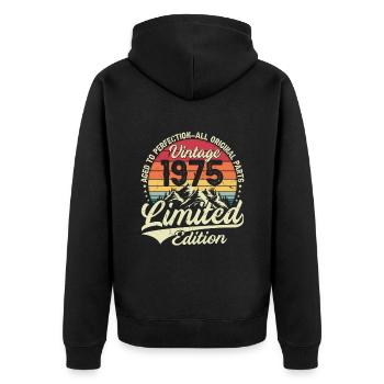 Vintage Birthday Gift 1975 Limited Edition - Unisex Premium Organic Zip Hoodie - black - Back - Nico (187cm)