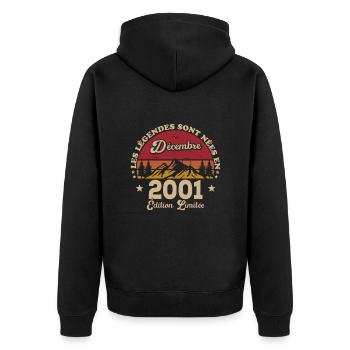 Les Légendes Sont Nées En Décembre 2001 - Veste à capuche bio Premium Unisexe - noir - Dos - Nico (187cm)