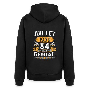 Juillet 1939 84 Ans Que Je Suis Génial Cadeau - Veste à capuche bio Premium Unisexe - noir - Dos - Nico (187cm)
