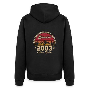 Les Légendes Sont Nées En Décembre 2003 - Veste à capuche bio Premium Unisexe - noir - Dos - Nico (187cm)