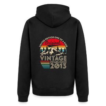 Original Vintage Établi En 2013 Anniversaire - Veste à capuche bio Premium Unisexe - noir - Dos - Nico (187cm)
