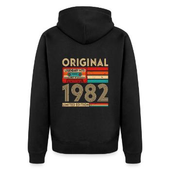 Original legendäre Hits Best of 1982 - Unisex Premium Bio Zip Hoodie - Schwarz - Hinten - Nico (187cm)