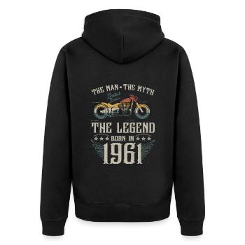 Der Mann, der Mythos, die Legende, geboren 1961 - Unisex Premium Bio Zip Hoodie - Schwarz - Hinten - Nico (187cm)