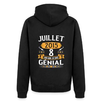 July 2015 8 years that I am awesome gift - Unisex Premium Organic Zip Hoodie - black - Back - Nico (187cm)