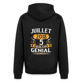 July 2018 5 years that I am awesome gift - Unisex Premium Organic Zip Hoodie - black - Back - Nico (187cm)