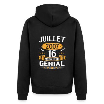 July 2007 16 years that I am awesome gift - Unisex Premium Organic Zip Hoodie - black - Back - Nico (187cm)