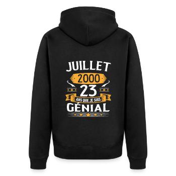 July 2000 23 years that I am awesome gift - Unisex Premium Organic Zip Hoodie - black - Back - Nico (187cm)