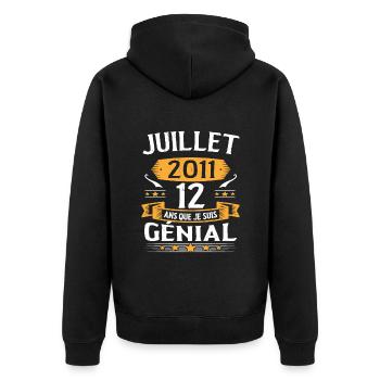 July 2011 12 years that I am awesome gift - Unisex Premium Organic Zip Hoodie - black - Back - Nico (187cm)