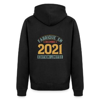 Fabriqué En Décembre 2021 Édition Limitée - Veste à capuche bio Premium Unisexe - noir - Dos - Nico (187cm)