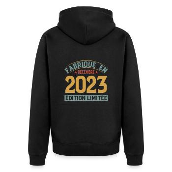 Fabriqué En Décembre 2023 Édition Limitée - Veste à capuche bio Premium Unisexe - noir - Dos - Nico (187cm)