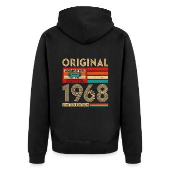 Original legendäre Hits Das Beste von 1968 - Unisex Premium Bio Zip Hoodie - Schwarz - Hinten - Nico (187cm)