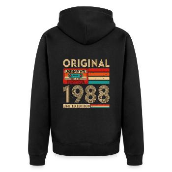 Original legendäre Hits Das Beste von 1988 - Unisex Premium Bio Zip Hoodie - Schwarz - Hinten - Nico (187cm)