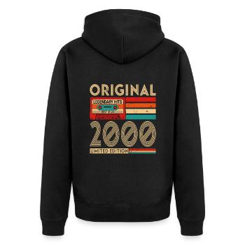 Original legendäre Hits Best of 2000 - Unisex Premium Bio Zip Hoodie - Schwarz - Hinten - Nico (187cm)