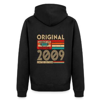 Original Legendary Hits Das Beste von 2009 - Unisex Premium Bio Zip Hoodie - Schwarz - Hinten - Nico (187cm)