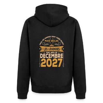 Les Légendes Sont Nées En Décembre 2027 - Veste à capuche bio Premium Unisexe - noir - Dos - Nico (187cm)