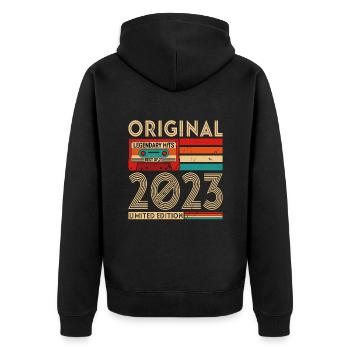 Original legendäre Hits Das Beste von 2023 - Unisex Premium Bio Zip Hoodie - Schwarz - Hinten - Nico (187cm)