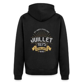 Juillet 1975 48 Ans Anniversaire Vintage Cadeau - Veste à capuche bio Premium Unisexe - noir - Dos - Nico (187cm)