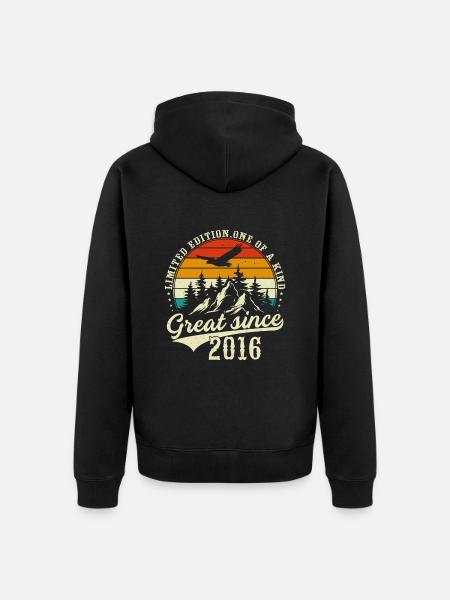 Einzigartig seit 2016 - Unisex Premium Bio Zip Hoodie - Schwarz
