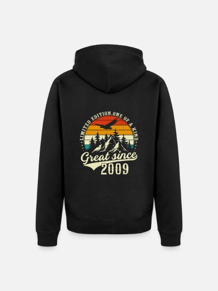 Einzigartig seit 2009 - Unisex Premium Bio Zip Hoodie - Schwarz