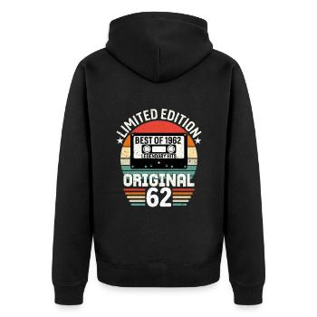 Limitierte Auflage des Besten des Originals von 1962 - Unisex Premium Bio Zip Hoodie - Schwarz - Hinten - Nico (187cm)