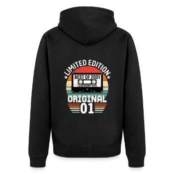 Limitierte Auflage des Besten des Originals von 2001 - Unisex Premium Bio Zip Hoodie - Schwarz - Hinten - Nico (187cm)