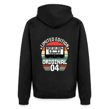 Limitierte Auflage des Besten des Originals von 2004 - Unisex Premium Bio Zip Hoodie - Schwarz - Hinten - Nico (187cm)