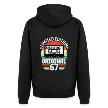 Limitierte Auflage des Besten des Originals von 1967 - Unisex Premium Bio Zip Hoodie - Schwarz - Hinten - Nico (187cm)