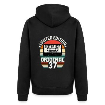Limited edition of the best of the 1937 original - Unisex Premium Organic Zip Hoodie - black - Back - Nico (187cm)